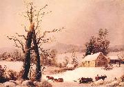 George Henry Durrie Winter Farmyard and Sleigh Germany oil painting artist